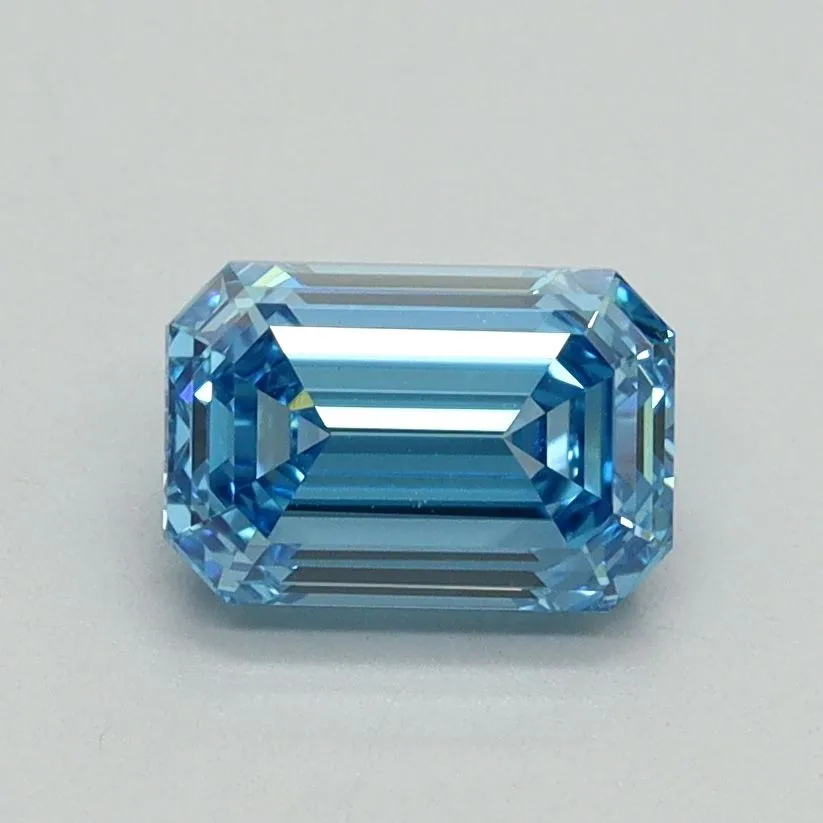1.07ct EMERALD Fancy Vivid Blue VVS2 Coloured Lab diamond