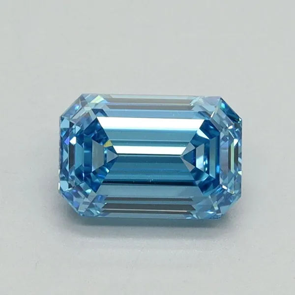 1.07ct EMERALD Fancy Vivid Blue VVS2 Coloured Lab diamond