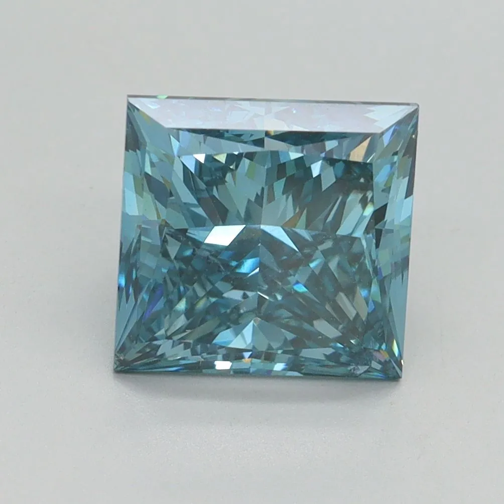 3.00ct PRINCESS Fancy Vivid Blue SI2 Coloured Lab diamond