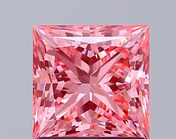1.53ct PRINCESS Fancy Vivid Pink VS1 Coloured Lab diamond