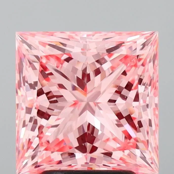 3.55ct PRINCESS Fancy Vivid Pink VS1 Coloured Lab diamond