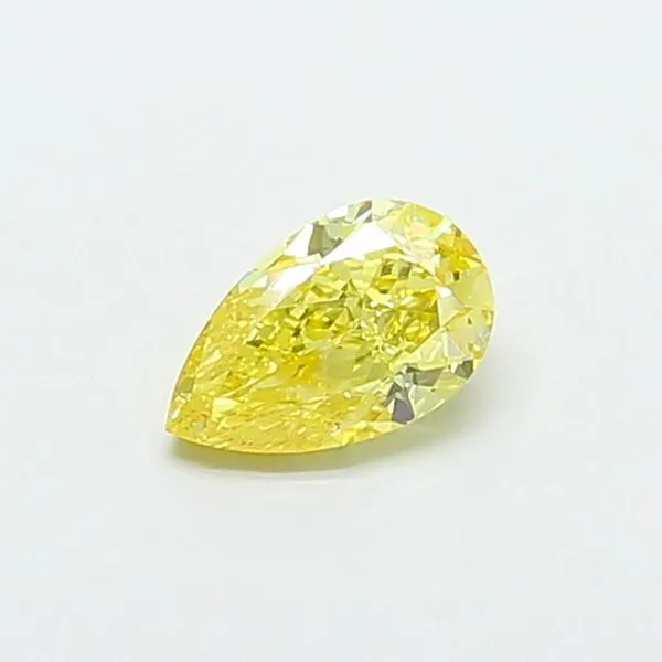 0.76ct PEAR Fancy Vivid Yellow VS2 Coloured Lab diamond