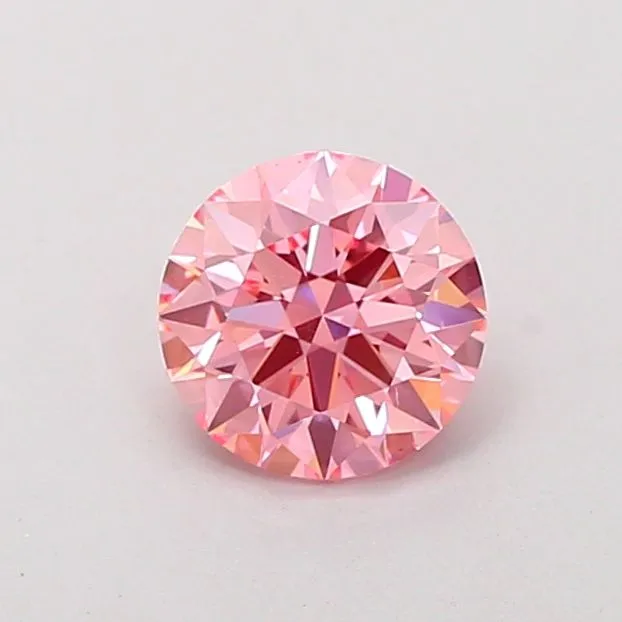 0.91ct ROUND Fancy Vivid Pink VS2 Coloured Lab diamond