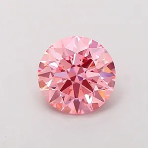 0.91ct ROUND Fancy Vivid Pink VS2 Coloured Lab diamond