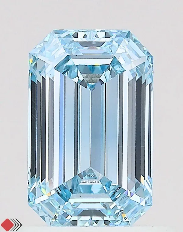 1.01ct EMERALD Fancy Intense Blue VVS2 Coloured Lab diamond