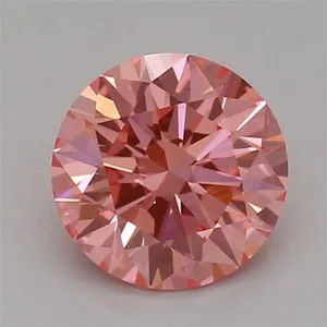 0.51ct ROUND Fancy Vivid Pink VVS2 Coloured Lab diamond
