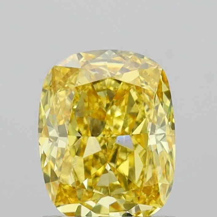 1.15ct CUSHION Fancy Intense Yellow VS1 Coloured Lab diamond