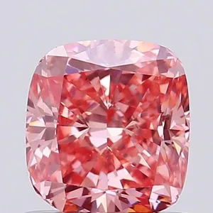 0.74ct CUSHION Fancy Vivid Pink VS1 Coloured Lab diamond