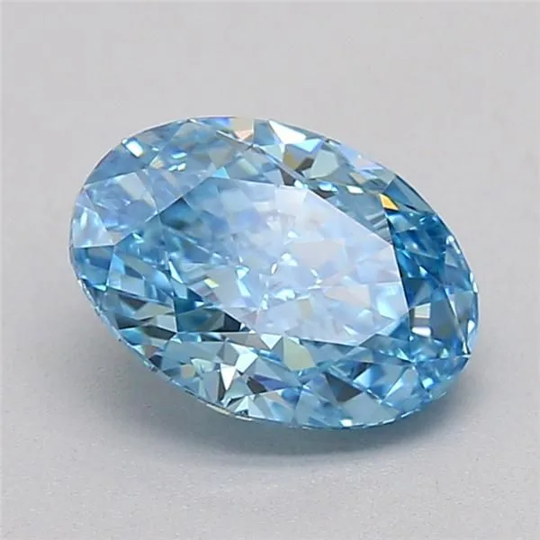 0.91ct OVAL Fancy Vivid Blue VVS2 Coloured Lab diamond