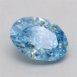 0.91ct OVAL Fancy Vivid Blue VVS2 Coloured Lab diamond