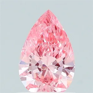 0.63ct PEAR Fancy Vivid Pink VS2 Coloured Lab diamond