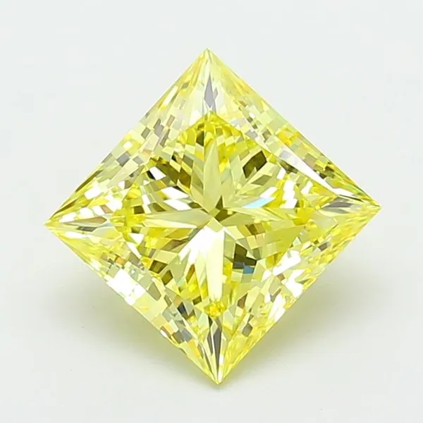5.02ct PRINCESS Fancy Intense Yellow VS1 Coloured Lab diamond