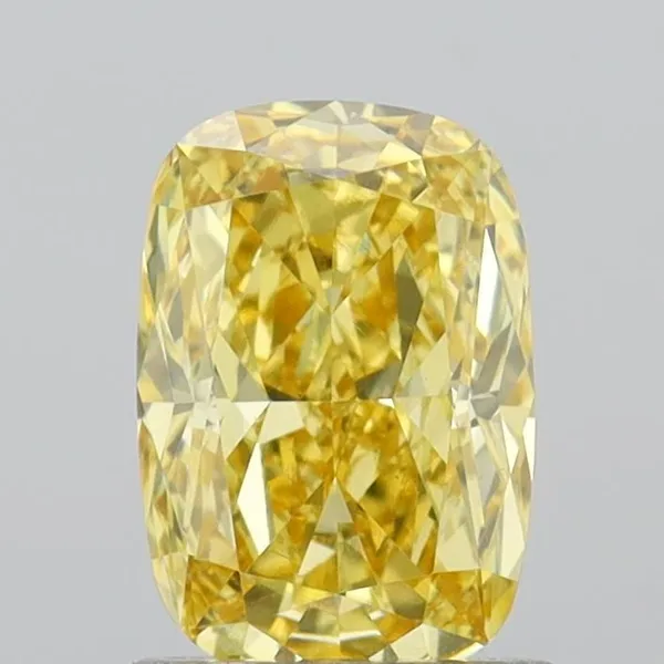 1.15ct CUSHION Fancy Intense Yellow VS1 Coloured Lab diamond