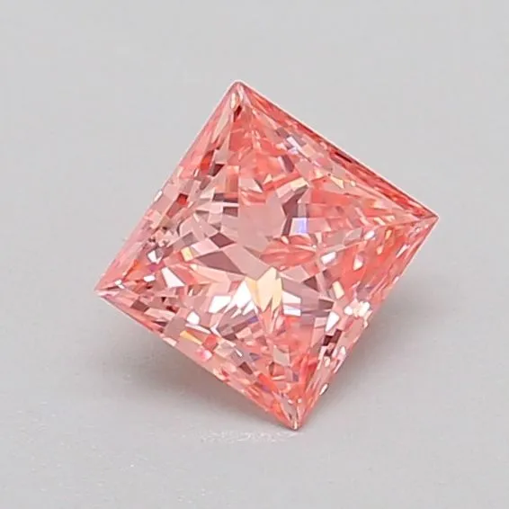 0.51ct PRINCESS Fancy Vivid Pink VS1 Coloured Lab diamond
