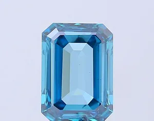 1.49ct EMERALD Fancy Vivid Blue SI1 Coloured Lab diamond