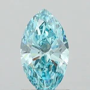 1.4ct MARQUISE Fancy Vivid Greenish Blue VVS2 Coloured Lab diamond