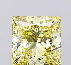 2.02ct PRINCESS Fancy Intense Yellow SI1 Coloured Lab diamond
