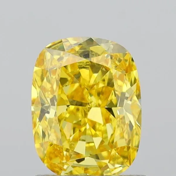 1.08ct CUSHION Fancy Vivid Yellow VS1 Coloured Lab diamond