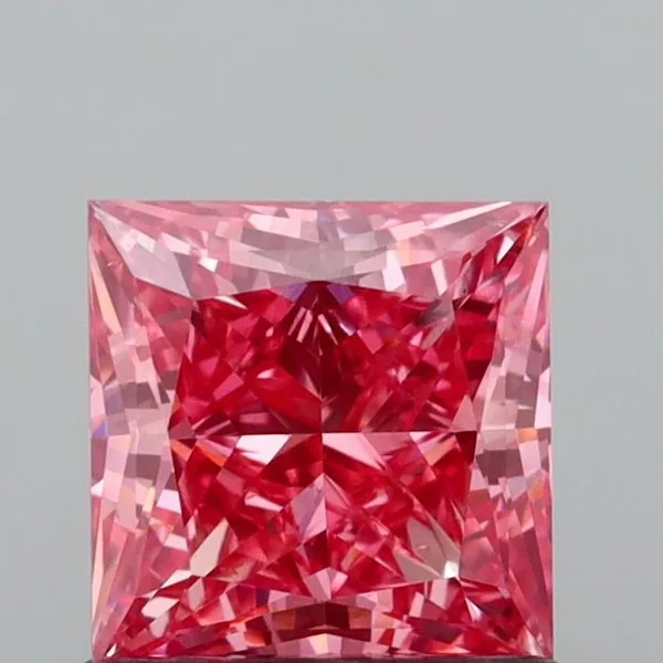 1.06ct PRINCESS Fancy Vivid Pink VS1 Coloured Lab diamond