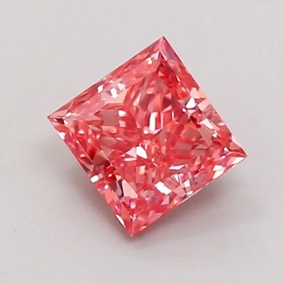 1.01ct PRINCESS Fancy Vivid Pink VVS2 Coloured Lab diamond