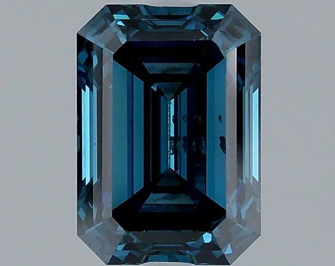 1.71ct EMERALD Fancy Deep Blue SI1 Coloured Lab diamond
