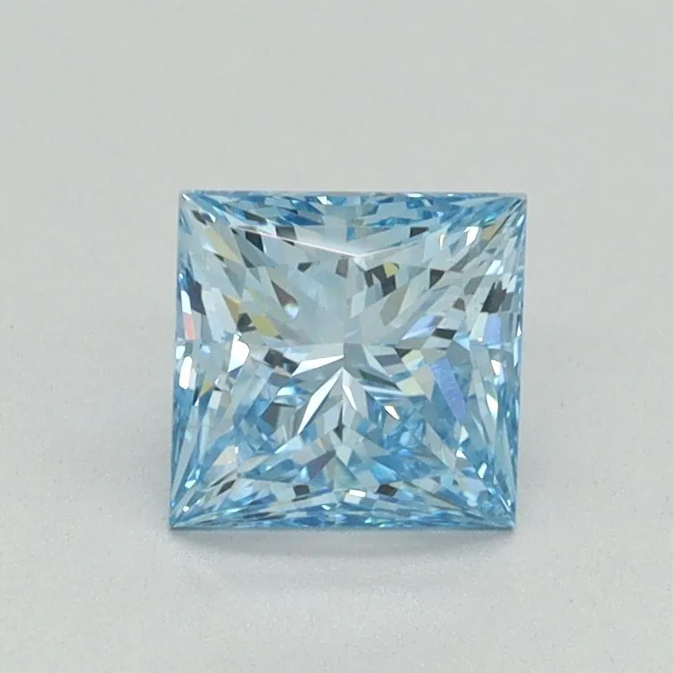 0.88ct PRINCESS Fancy Vivid Blue VS1 Coloured Lab diamond