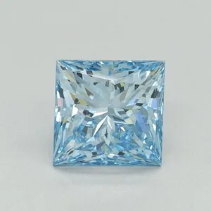 0.88ct PRINCESS Fancy Vivid Blue VS1 Coloured Lab diamond