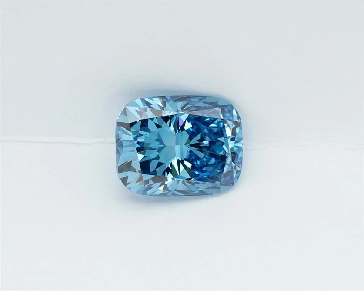 1.27ct CUSHION Fancy Vivid Blue VS1 Coloured Lab diamond