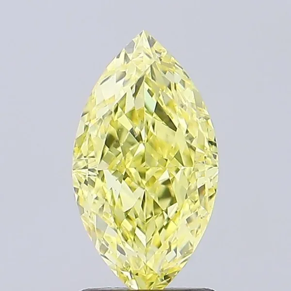 1.24ct MARQUISE Fancy Vivid Yellow VVS2 Coloured Lab diamond