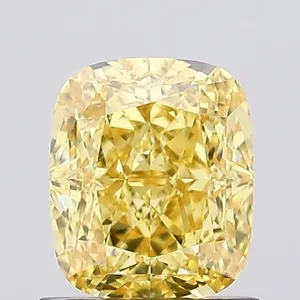 1.04ct CUSHION Fancy Vivid Yellow VS1 Coloured Lab diamond