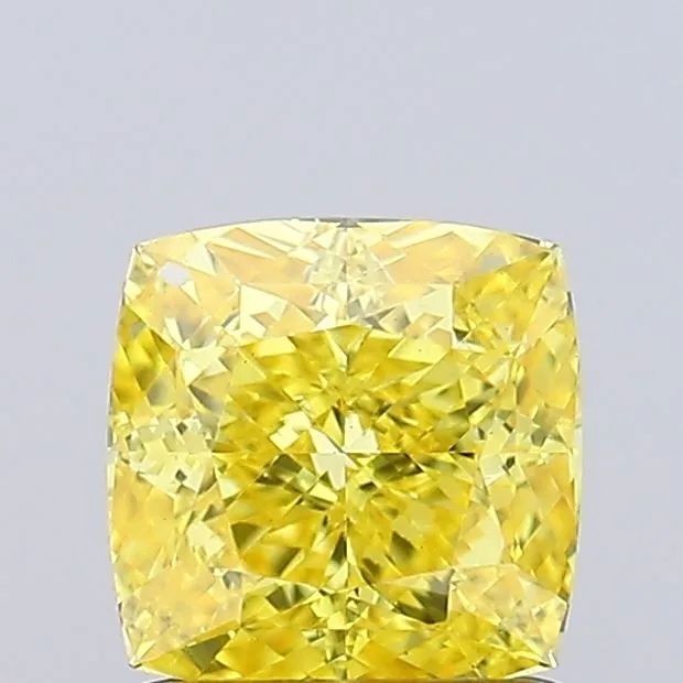 1.10ct CUSHION Fancy Vivid Yellow VS1 Coloured Lab diamond