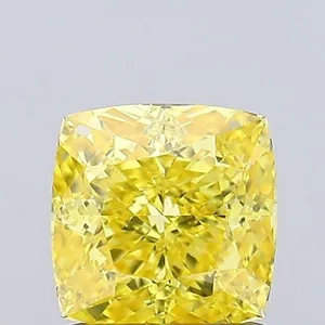 1.1ct CUSHION Fancy Vivid Yellow VS1 Coloured Lab diamond