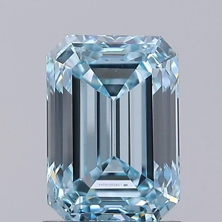 1.54ct EMERALD Fancy Vivid Blue VS1 Coloured Lab diamond