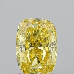 1.11ct CUSHION Fancy Intense Yellow VS1 Coloured Lab diamond