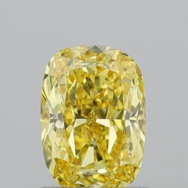 1.11ct CUSHION Fancy Intense Yellow VS1 Coloured Lab diamond