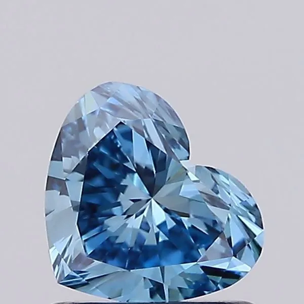 0.79ct HEART Fancy Vivid Blue VVS2 Coloured Lab diamond