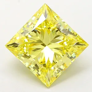 5.1ct PRINCESS Fancy Vivid Yellow VS2 Coloured Lab diamond