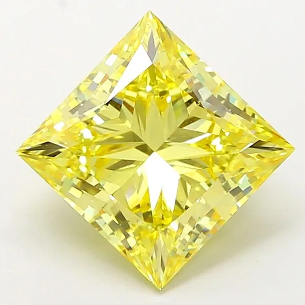 5.1ct PRINCESS Fancy Vivid Yellow VS2 Coloured Lab diamond