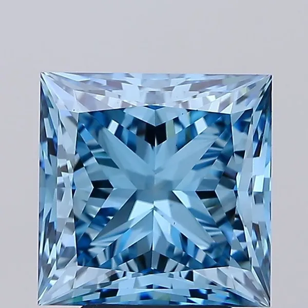 4.01ct PRINCESS Fancy Vivid Blue VS1 Coloured Lab diamond