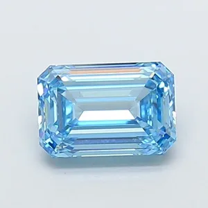 1.37ct EMERALD Fancy Vivid Blue VVS2 Coloured Lab diamond