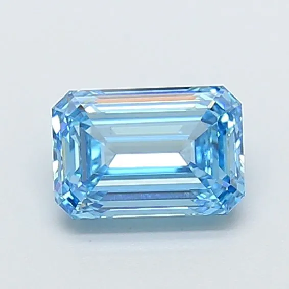 1.37ct EMERALD Fancy Vivid Blue VVS2 Coloured Lab diamond