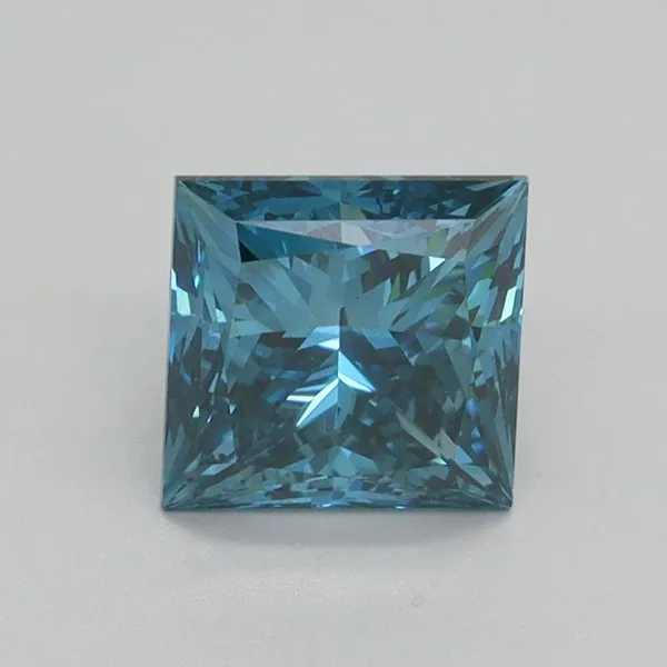 1.55ct PRINCESS Fancy Vivid Blue VS1 Coloured Lab diamond