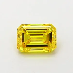 0.5ct EMERALD Fancy Vivid Yellow VS1 Coloured Lab diamond
