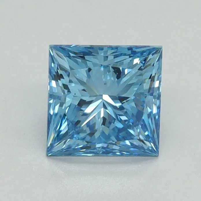 0.90ct PRINCESS Fancy Vivid Blue VS2 Coloured Lab diamond