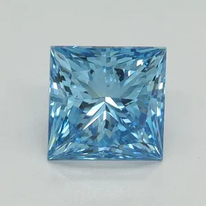 0.9ct PRINCESS Fancy Vivid Blue VS2 Coloured Lab diamond