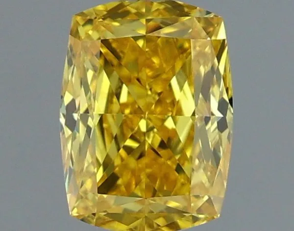 1.01ct CUSHION Fancy Vivid Yellow VVS1 Coloured Lab diamond
