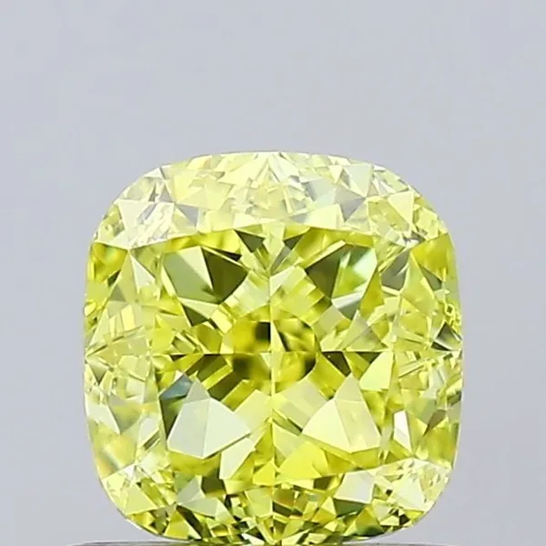 0.98ct CUSHION Fancy Vivid Yellow VVS2 Coloured Lab diamond