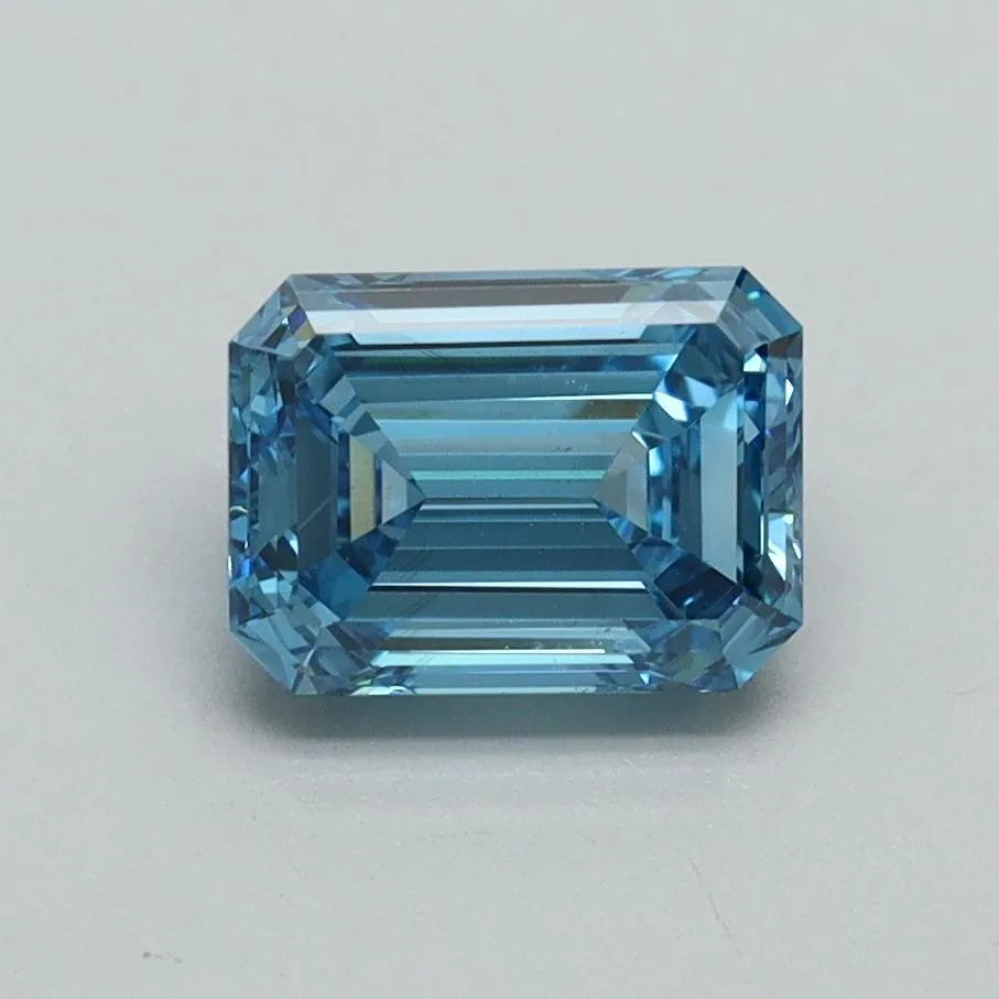1.15ct EMERALD Fancy Vivid Blue VS2 Coloured Lab diamond