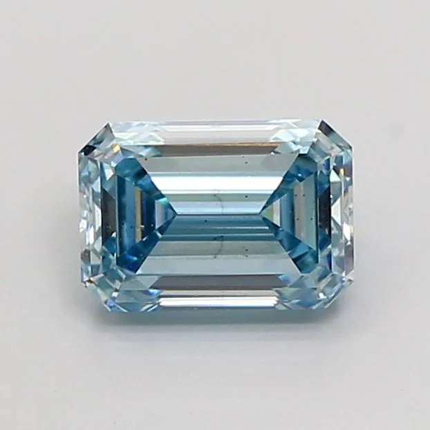 1.53ct EMERALD Fancy Intense Blue SI1 Coloured Lab diamond