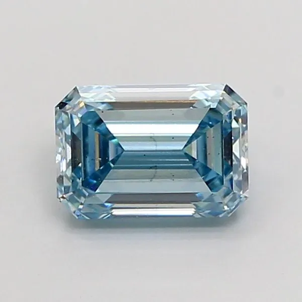 1.53ct EMERALD Fancy Intense Blue SI1 Coloured Lab diamond